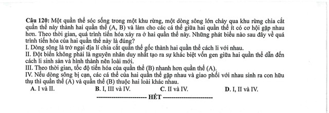 Đề minh hoạ sinh 2024